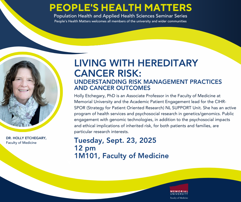 Graphic of People's Health Matters Seminar Series Living with Hereditary Cancer Risk